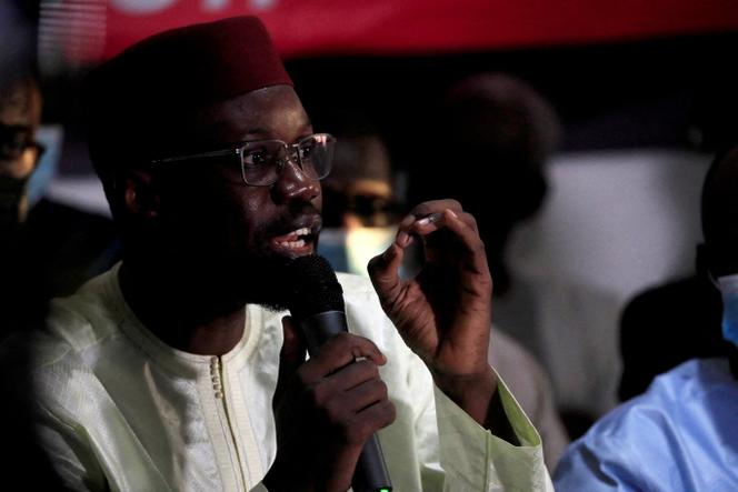 Ousmane Sonko at a press conference in Dakar, March 8, 2021.