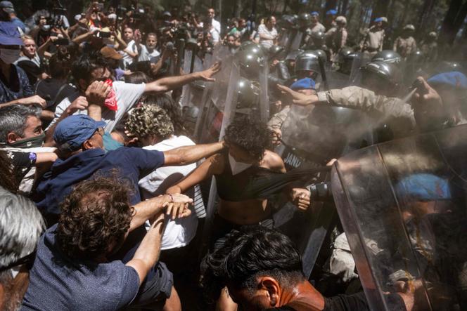 Demonstrations in Ikizköy against the Akbelen deforestation project in the Milas district, Turkey, July 28, 2023.