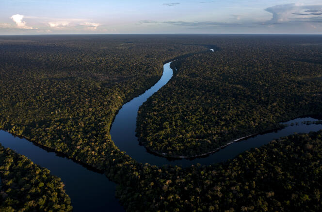 Vista aérea do rio Manicoré, na floresta amazônica, no estado do Amazonas, Brasil, 7 de junho de 2022.