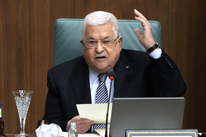 Mahmoud Abbas op een conferentie in Caïro, 12 februari 2023.