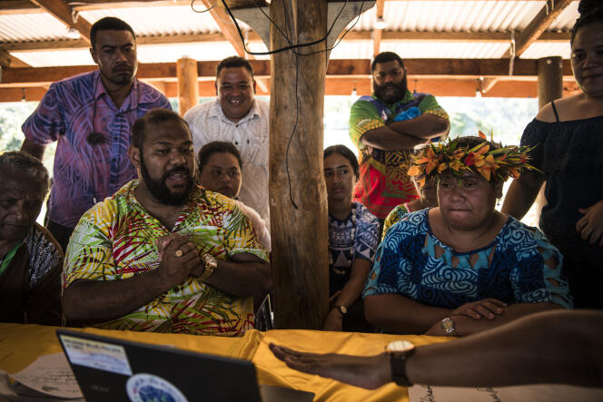 Representatives of civil society organizations from islands across the Pacific and Greenpeace Australia Pacific, on the island of Kioa, Fiji, for a series of meetings dedicated to climate change, August 8, 2023.