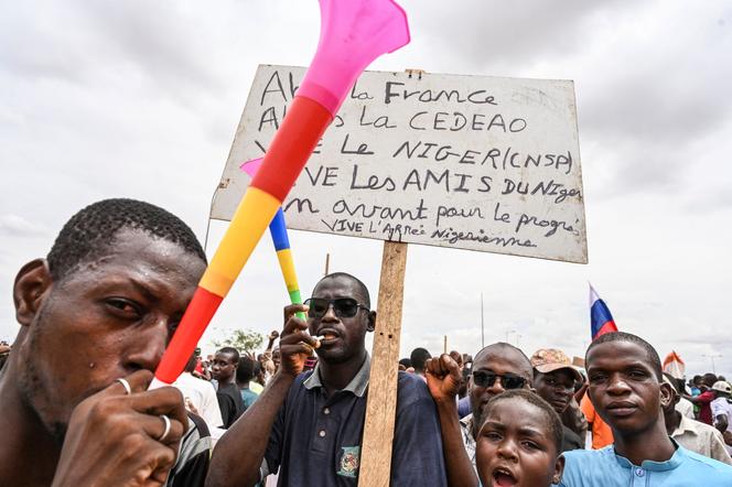 Supporters of the CNSP during a demonstration in Niamey, August 11, 2023.