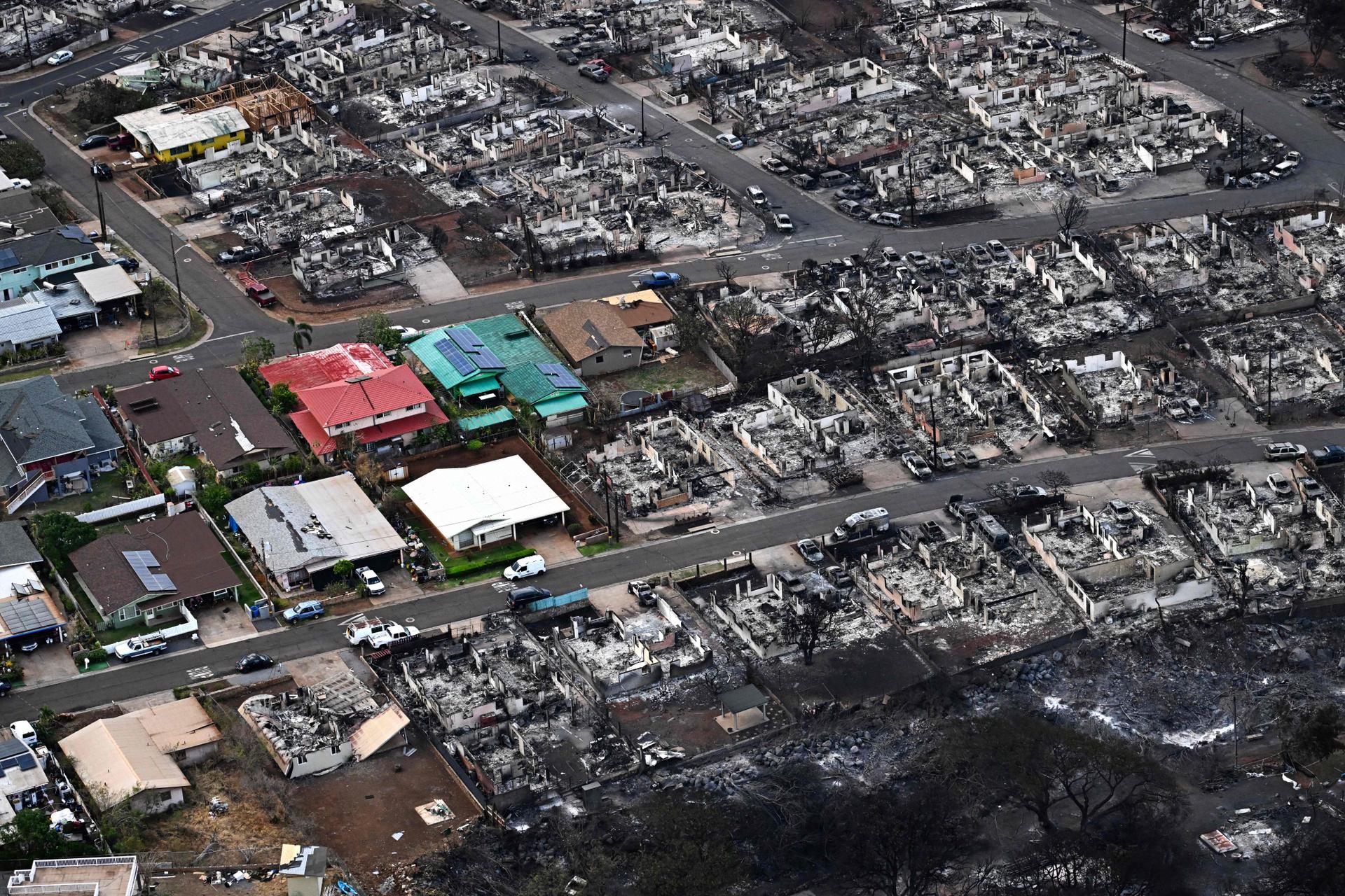 Destroyed houses in the historic district of Lahaina, Maui, Hawaii, August 10, 2023.