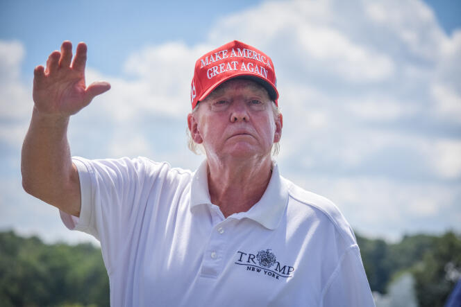 Donald Trump lors d’un tournoi de golf à Bedminster (New Jersey), le 13 août 2023. 