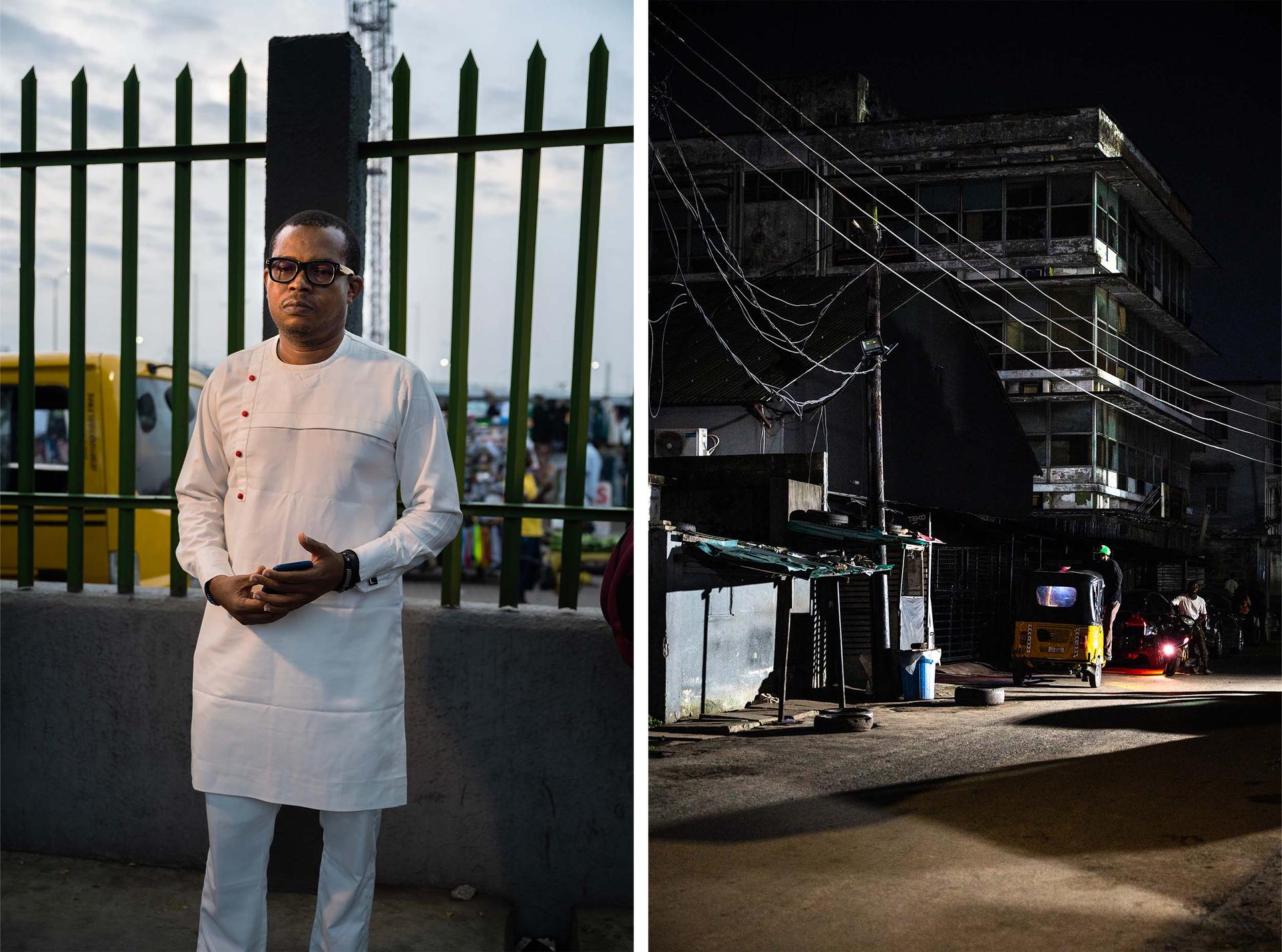 Lagos (Nigeria), August 15, 2023. Edafe Daniel Eruotor (left), TV program producer, has been using public transport since June. "Everything has been multiplied by two or three, but I've only been offered a 10% pay rise," he says.