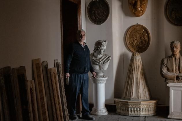 Sculptor Cemal Cinbiz at the former St. Joseph's Orphanage, Istanbul, March 30, 2023.