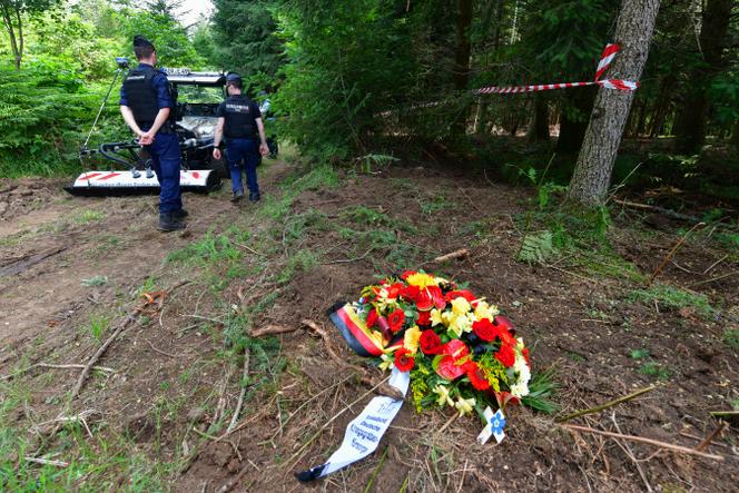 Police at the site where the remains of 47 German soldiers and a French woman accused of collaboration were thought to be executed and buried in June 1944, near Meymac, in Corrèze, June 27, 2023.