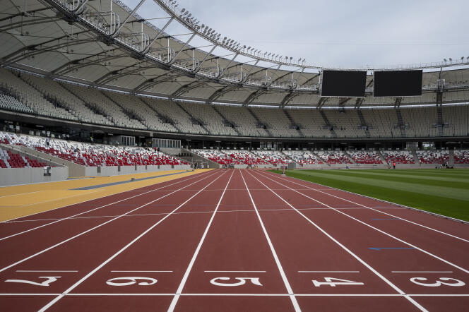 View of the National Athletics Center in Budapest, the main site of the World Championships which take place from August 19 to 27, 2023 in Hungary. 