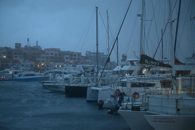 Gusts of wind are felt in the port area of Cabo San Lucas, Baja California State, Mexico, before the arrival of Hurricane Hilary, on August 19, 2023. 