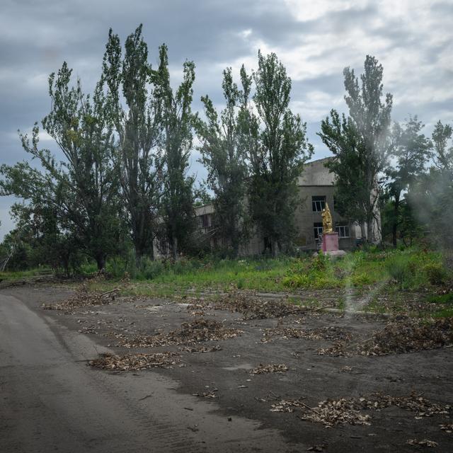 Maksymilianivka, Donetsk Oblast. Ukraine. July 8, 2023.
War memorial on the road between Kurakhove and Marinka. The village of Maksymil'yanivka lies on the front line 6 kilometers from Marïnka, which was totally destroyed by Russian army shelling.