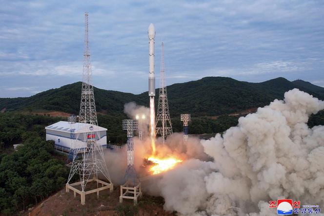 This photo provided by the North Korean government, shows what it says is a launch of the newly developed Chollima-1 rocket carrying the Malligyong-1 satellite at the Sohae Satellite Launching Ground Wednesday, May 31, 2023. 