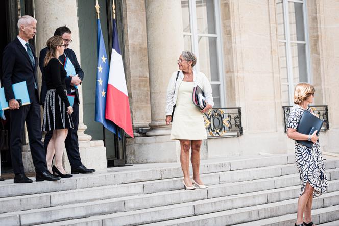 Elisabeth Borne leaving the Council of Ministers at the Elysée Palace, Paris, August 23, 2023.