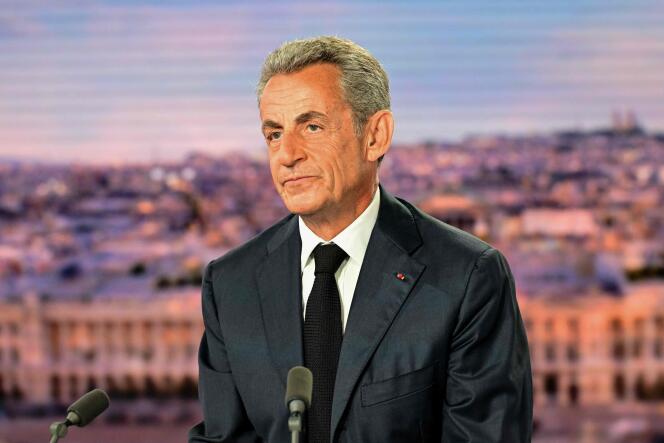 Former French president Nicolas Sarkozy on television on August 23, 2023.