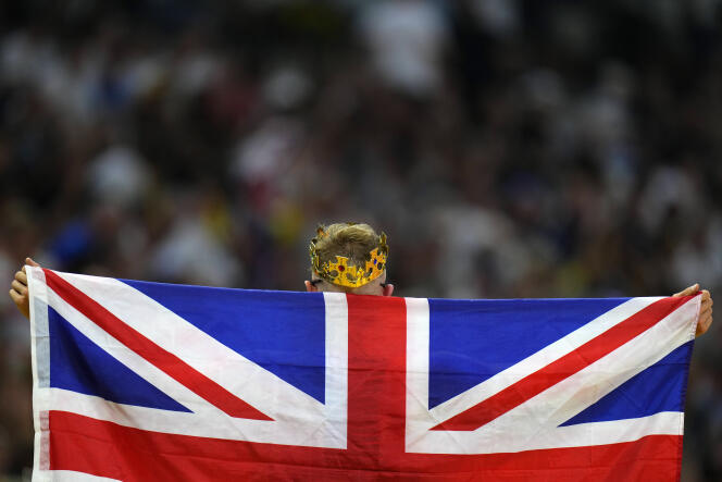 Britain's Josh Kerr, winner of the 1500m at the World Athletics Championships in Budapest, Wednesday, August 23, 2023.