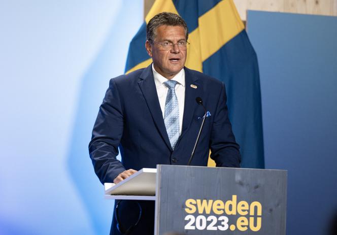 European Commission Vice President Maros Sefcovic in Arlanda Xpo, north of Stockholm, on June 22.
