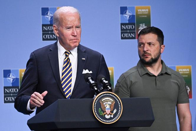 US President Joe Biden and Ukrainian President Volodymyr Zelensky at the NATO summit in Vilnius, Lithuania, July 12, 2023.