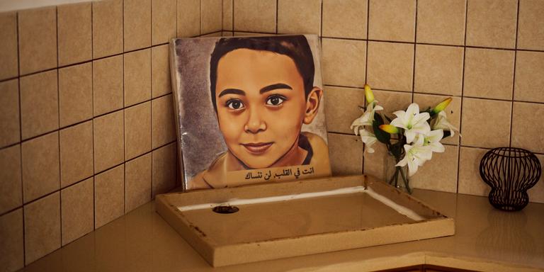 LUCIEN LUNG / RIVA-PRESS FOR LE MONDE A portrait of Ammar Hujairat at his parents' home in Bir al-Maksur on August 12, 2023.