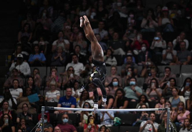 Biles competes in the uneven bars on the final day of women’s competition at the 2023 US Gymnastics Championships at the SAP Center on August 27, 2023 in San Jose, California. 