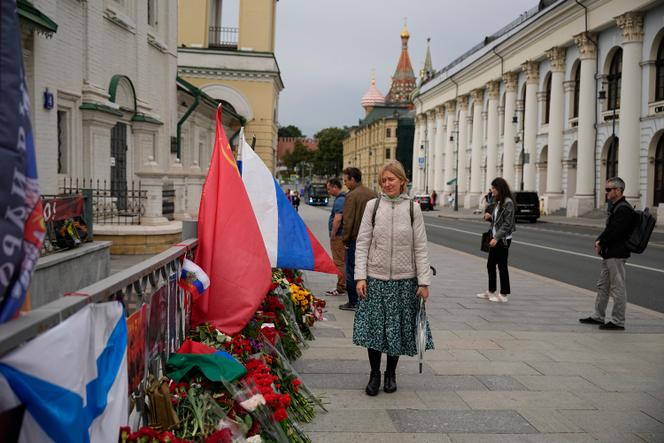 An improvised memorial for members of the Wagner military group in Moscow, on August 23, 2023.