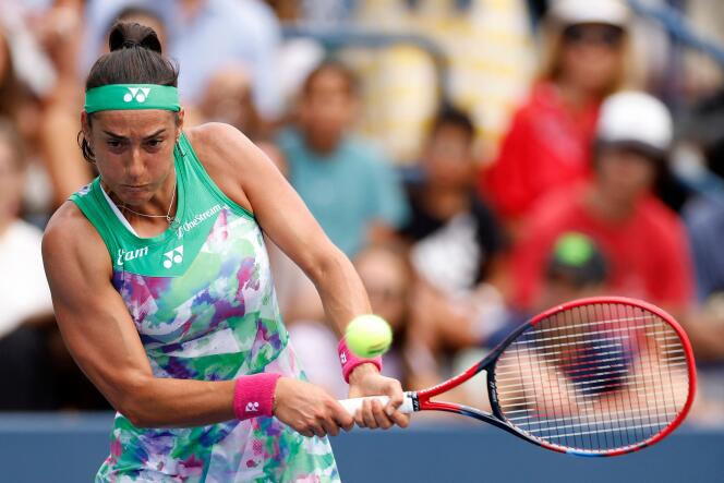 Caroline García durante el partido de primera ronda de individuales femeninos del segundo día del US Open 2023 el 29 de agosto de 2023 en Nueva York.  