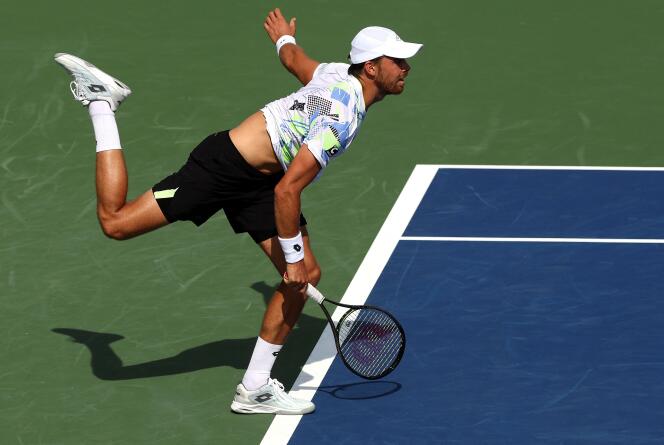 Benjamin Bonzi serves against Christopher Eubanks in the second round at the US Open in New York on August 30, 2023.