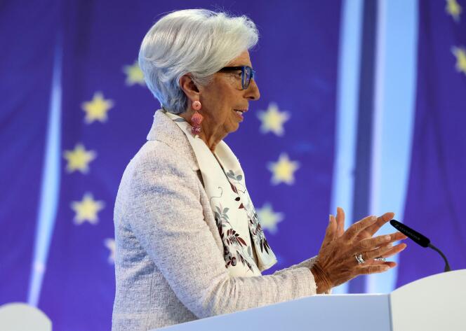 La présidente de la Banque centrale européenne, Christine Lagarde, à Francfort, en Allemagne, le 27 juillet 2023.
