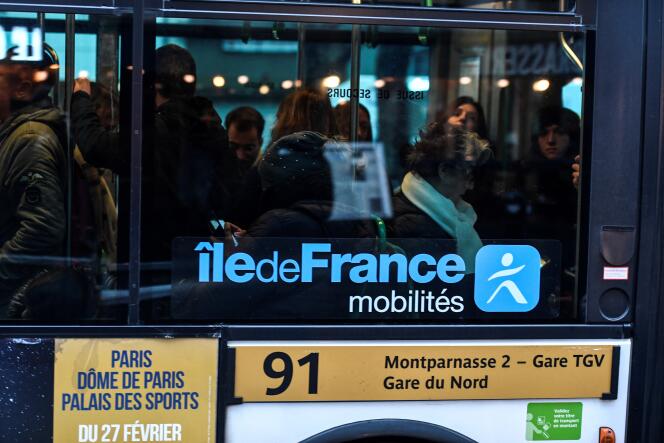 A bus at Montparne station in Paris on January 2, 2020.