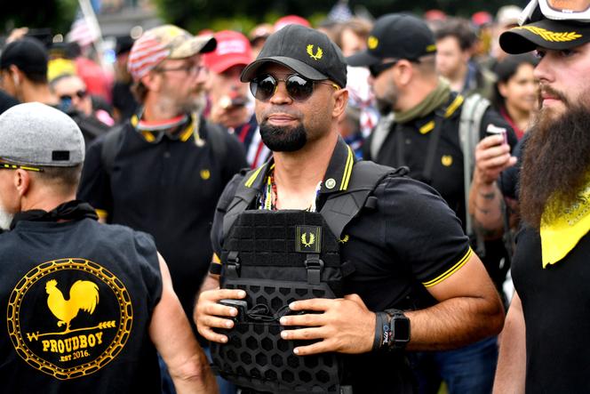 Proud Boys chairman Enrique Tarrio rallies in Portland, Oregon August 17, 2019.