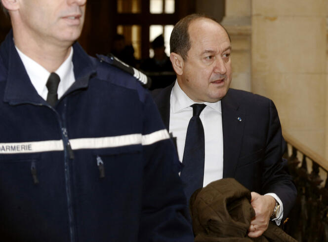 The former boss of the DCRI, Bernard Squarcini, arrives at the Paris court, February 18, 2014