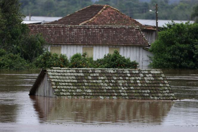 A flooded house is seen after a cyclone hit southern towns, in Bom Retiro do Sul, Rio Grande do Sul state, Brazil September 5, 2023.