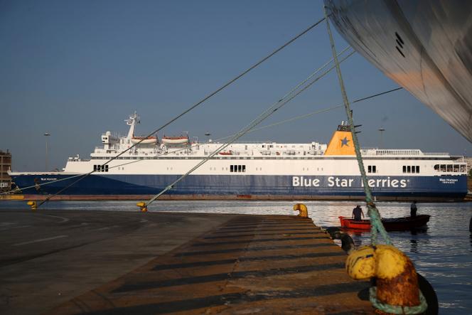 The Blue Horizon ferry docks in the port of Piraeus, near Athens, in September 2018.