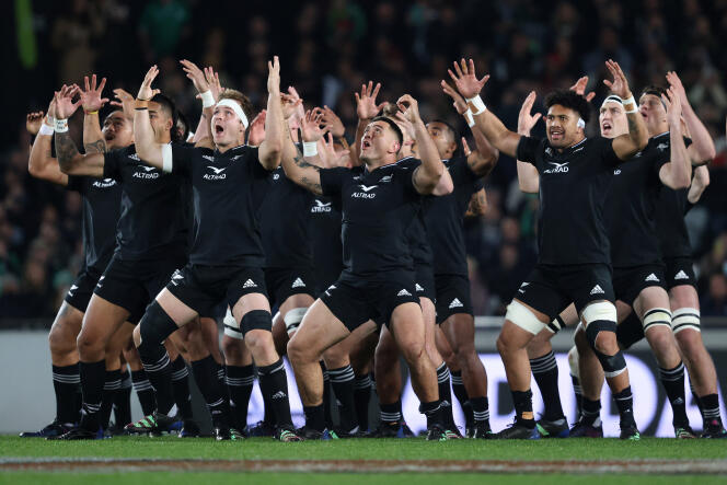 The All Blacks haka during the match against Ireland at Auckland's Eden Park (New Zealand), July 2, 2022.