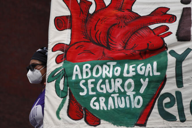 Une bannière plaidant pour la dépénalisation de l’avortement lors d’une manifestation organisée à Mexico, le 28 septembre 2020.