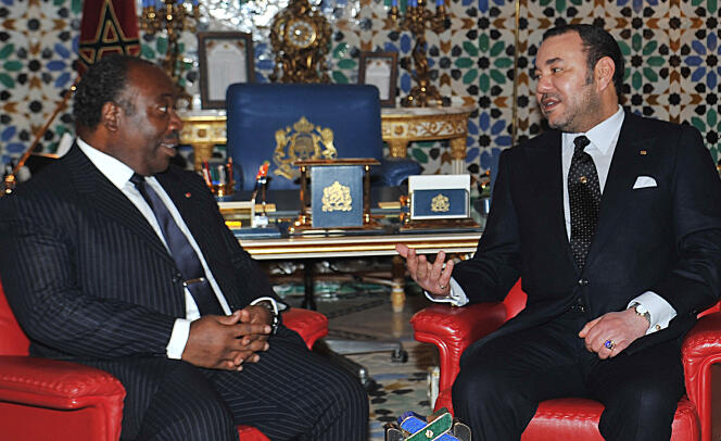 Former Gabonese president Ali Bongo and Moroccan King Mohammed VI in Marrakesh, IN December 2011.