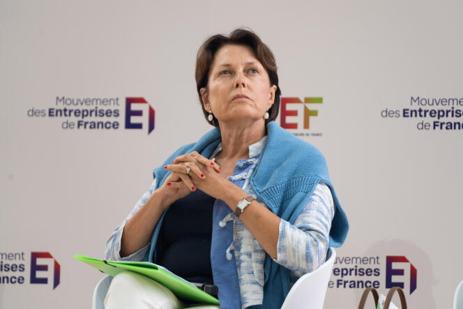 Véronique Bédague, la PDG du groupe immobilier Nexity, lors d’une réunion du Medef à Paris, le 28 août 2023.