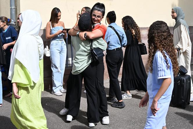 Students at Lycée Louis-Pasteur, in Strasbourg, France, on July 4, 2023.