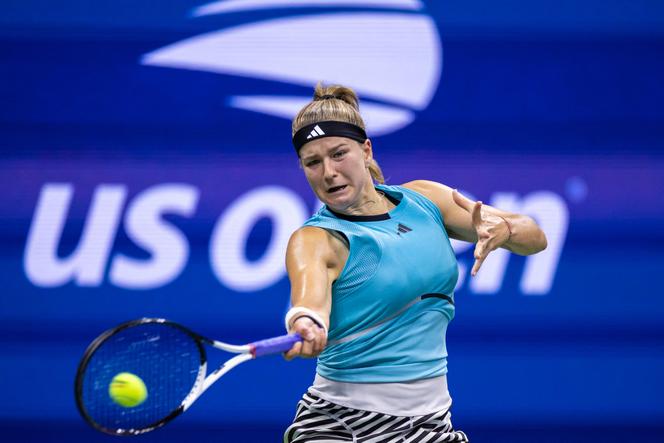 La Tchèque Karolina Muchova lors de son quart de finale contre la Roumaine Sorana Cirstea, à l’US Open, à New York, le 5 septembre 2023.