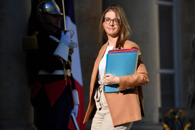 The Minister for Solidarity and Families, Aurore Bergé, at the Elysée Palace on September 7, 2023.
