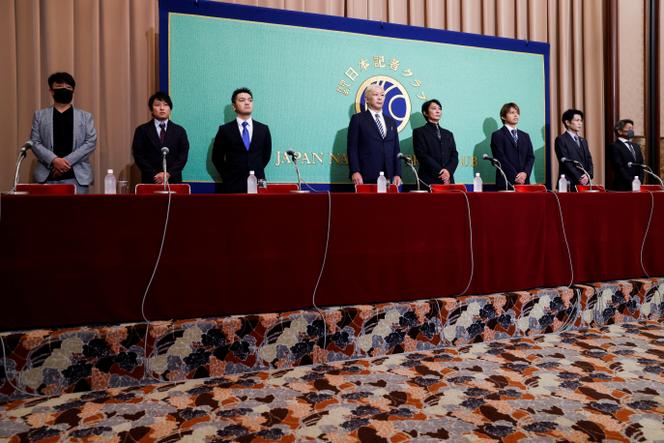 Members of Johnny's Sexual Assault Victims Association in Tokyo, on September 7, 2023.