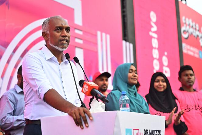 Mohamed Muizzu, candidato de la alianza entre el Congreso Nacional del Pueblo y el Partido Progresista de Maldivas, en Malé, el 8 de septiembre de 2023.