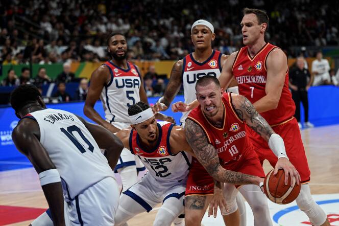 The German Daniel Theis, during the semi-final against the United States, September 8, 2023 in Manila (Philippines).