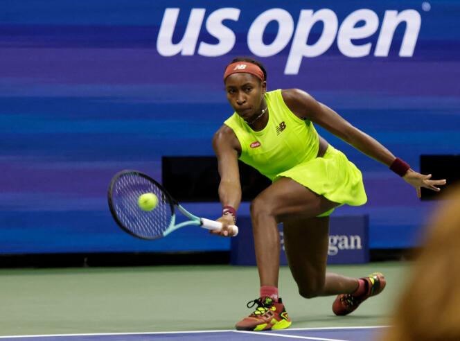 Coco Gauff lors de sa demi-finale de l’US Open, remportée face à Karolina Muchova, à New York, le 7 septembre 2023.