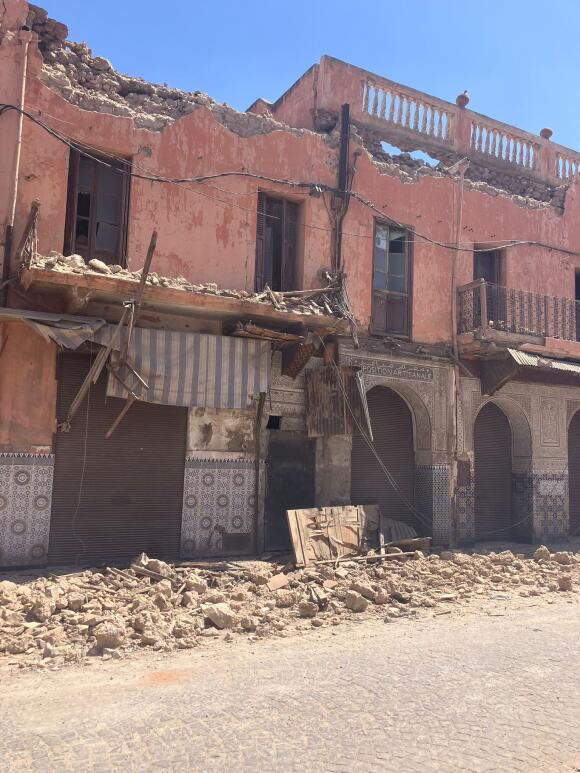 Des bâtiments endommagés à Marrakech.