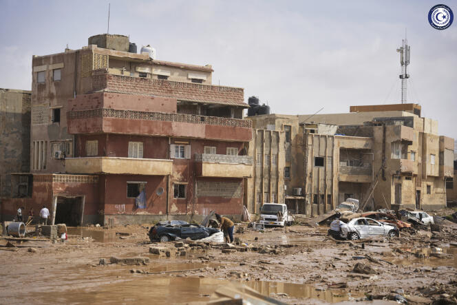 La localidad de Derna, Libia, tras el paso de la tormenta Daniel, el 11 de septiembre de 2023.