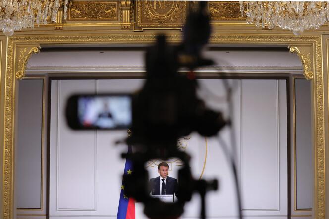 Emmanuel Macron, durante la conferencia de embajadores en el Palacio del Eliseo, el 28 de agosto de 2023. 