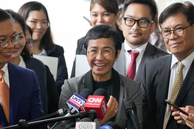 La journaliste philippine et Prix Nobel de la paix Maria Ressa après son acquittement à Manille, le 12 septembre 2023.