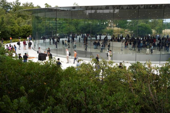 The Steve Jobs Theater at the Apple company headquarters in Cupertino, California, on September 12, 2023. 