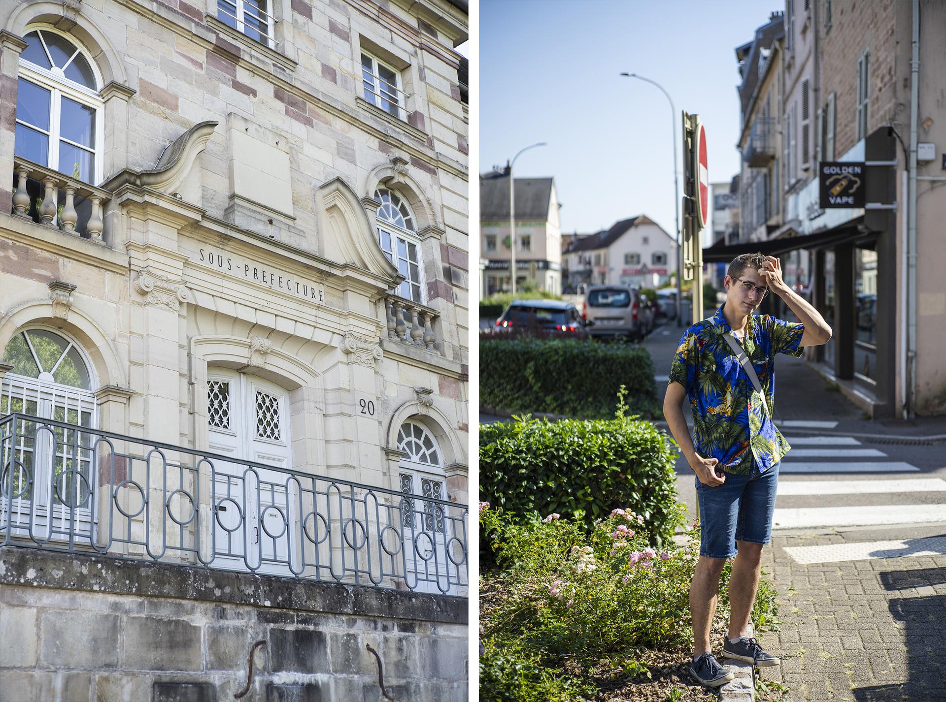 A gauche, la sous-préfecture de Lure. A droite, Bryan Vincent, aide-soignant (le 7 septembre 2023). 
