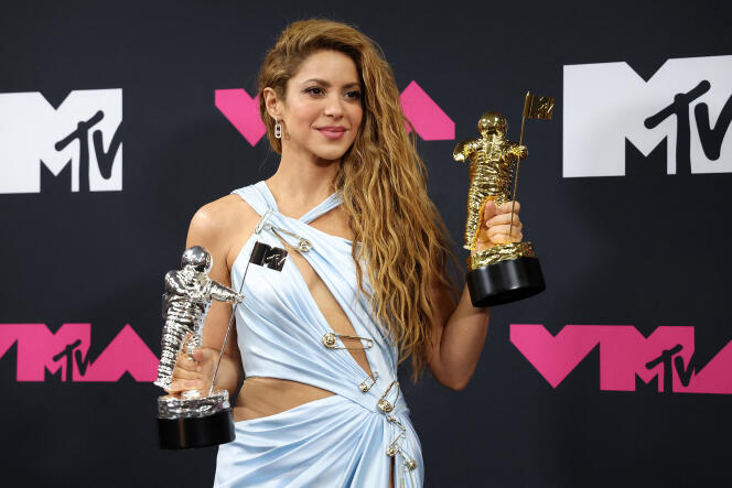 Shakira aux MTV Video Music Awards, à Newark, dans le New Jersey, le 12 septembre 2023.