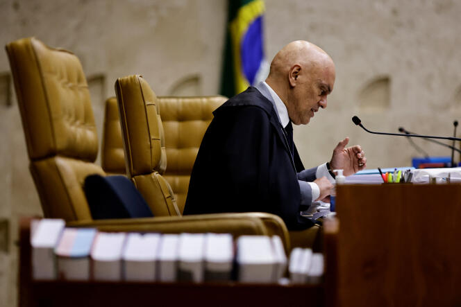 El juez Alexandre de Moraes durante el juicio por el asalto a edificios gubernamentales el 8 de enero, en el Tribunal Supremo Federal, en Brasilia, el 14 de septiembre de 2023.